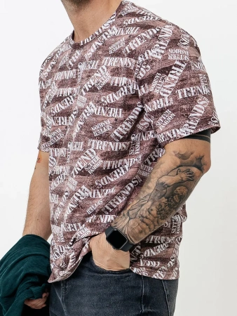 Футболка с принтом хлопок ФК678 TRENDS шоколад